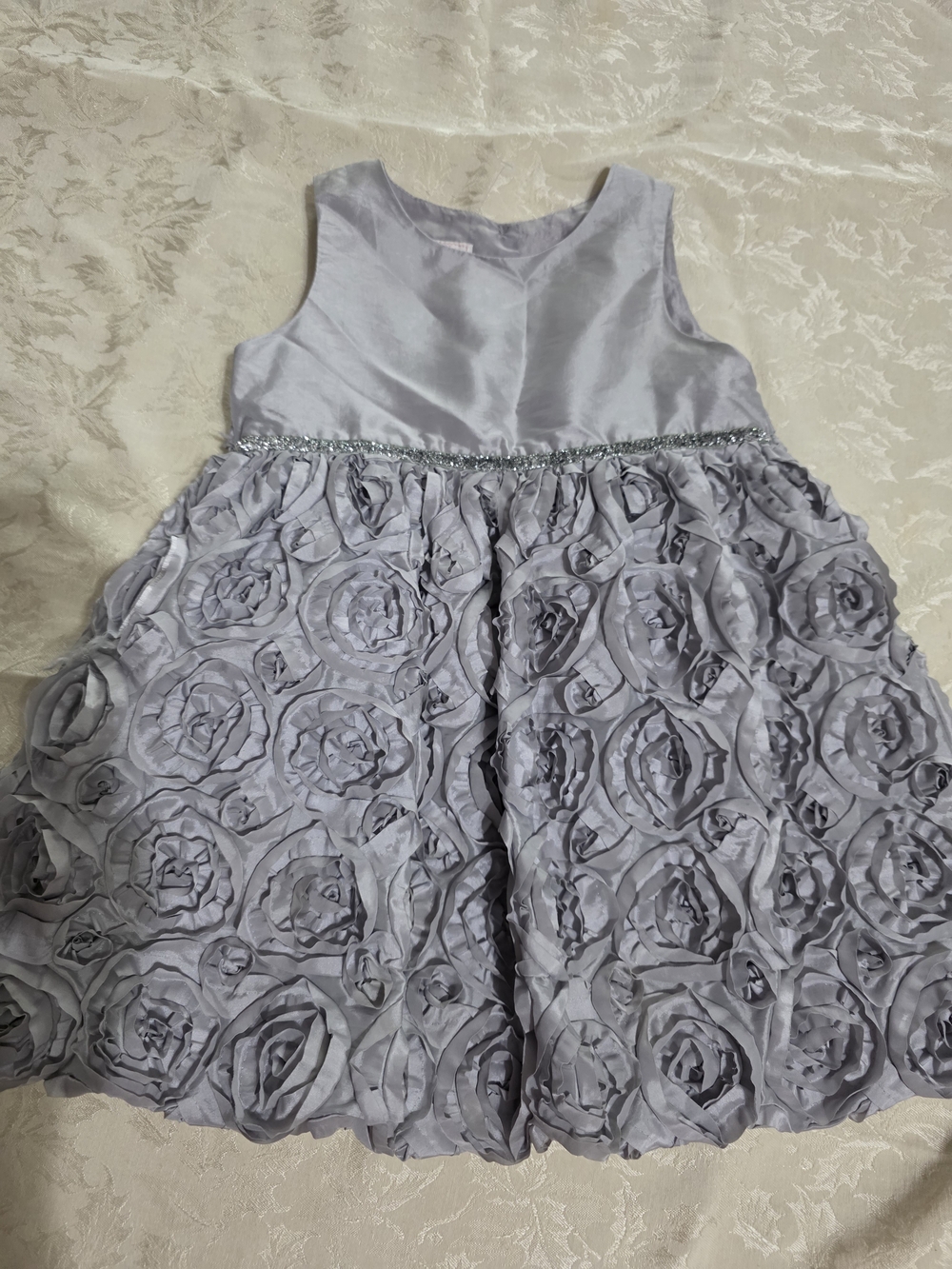 marmellata Silver Rosette Party Dress for Girls